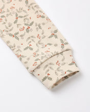 Load image into Gallery viewer, Organic Long Sleeve PJ Set in Holly Fleur, detail of the cuffed pant leg
