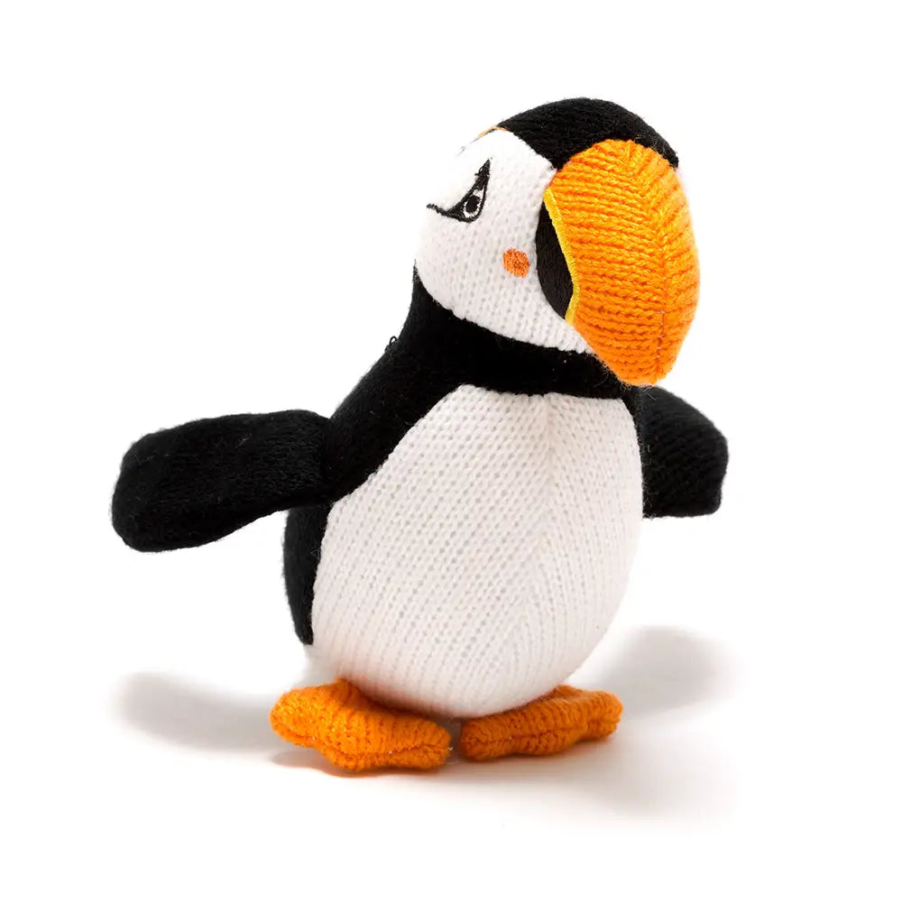 Knitted Puffin Baby Rattle