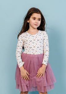 Tulle Tutu Long Sleeved Dress - Rainbow