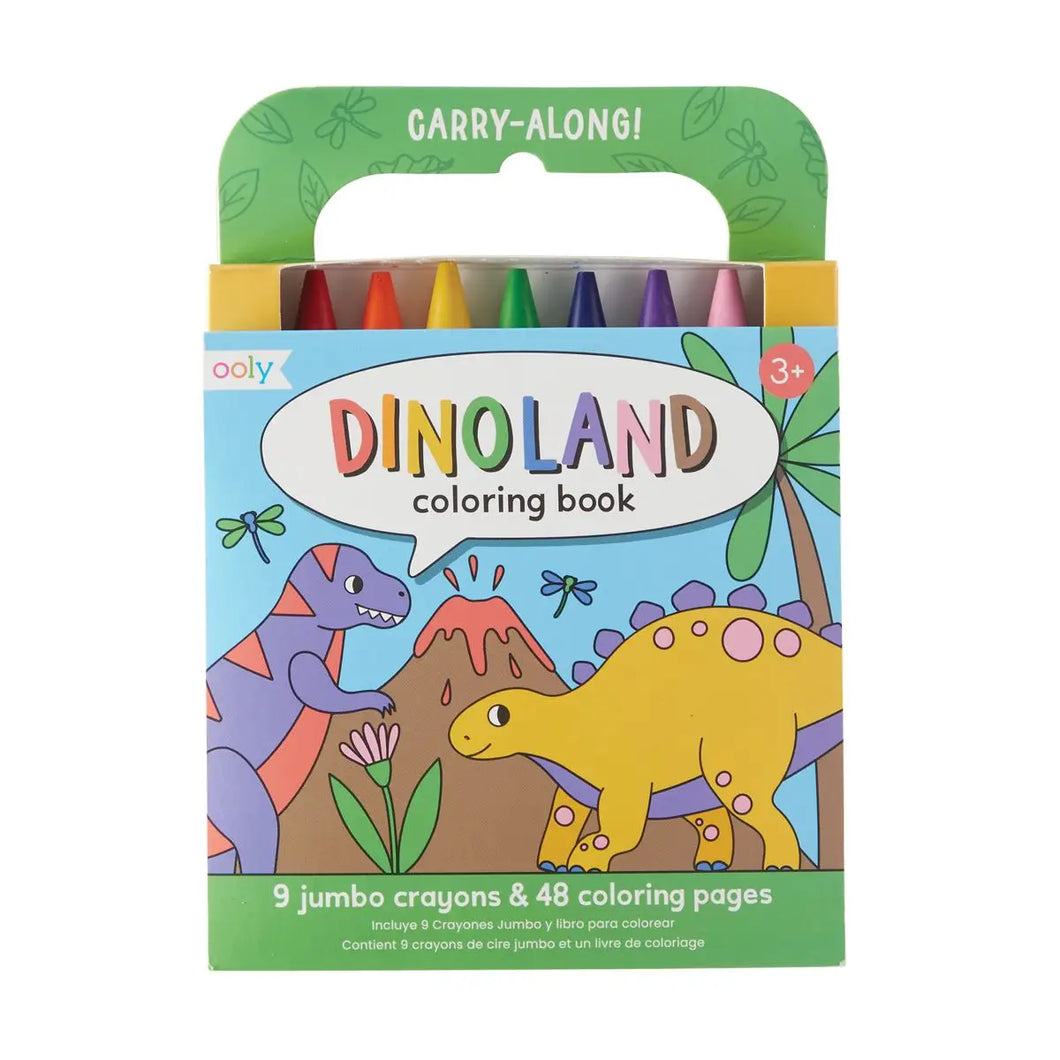 Carry Along Crayon & Coloring Book Kit- Dinoland Set of 10