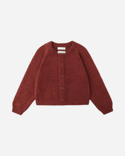 Load image into Gallery viewer, Fuzzy Cardigan in Ruby, front view laid flat
