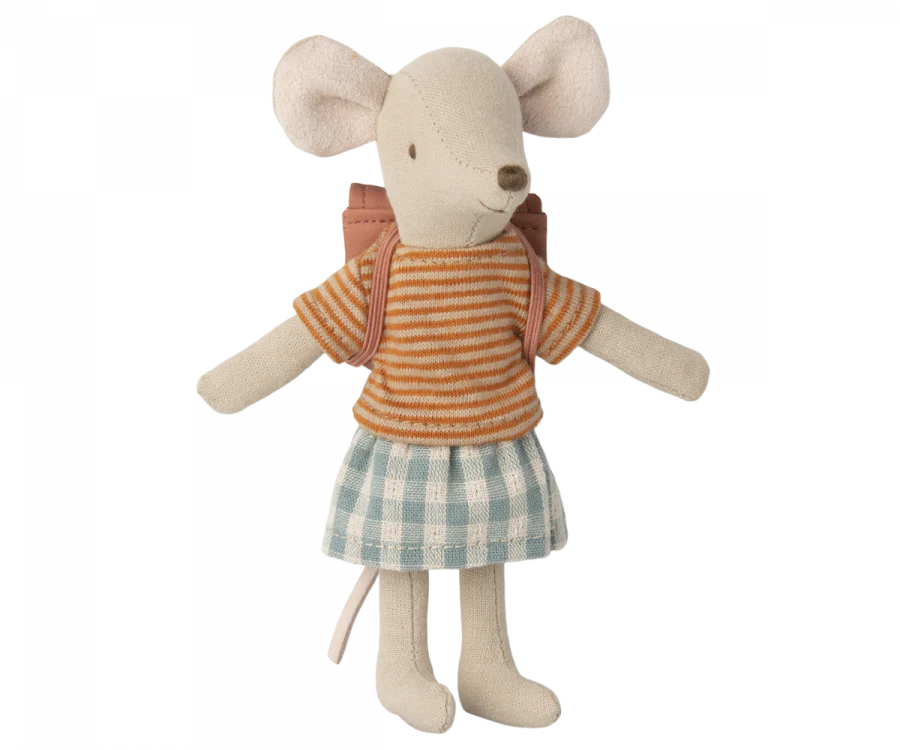 Tricycle Mouse, Big Sister With Bag Old Rose