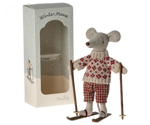 Winter Mouse with Ski Set - Mum - Red