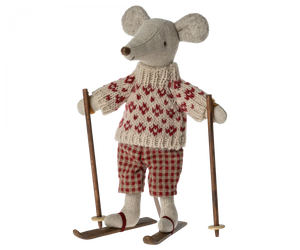Winter Mouse with Ski Set - Mum - Red