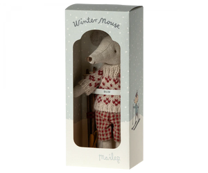 Winter Mouse with Ski Set - Mum - Red