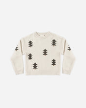 Load image into Gallery viewer, Aspen Sweater in Tree Jacquard, cream, front view laid flat
