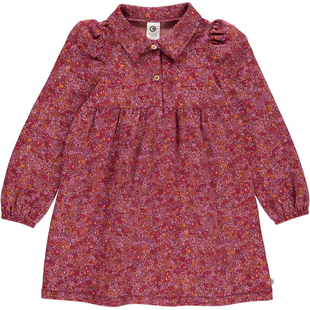 Petit Blossom Collar Long Sleeve Dress - Fig/Boysenberry/Berry