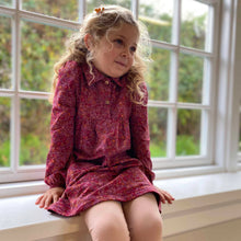 Load image into Gallery viewer, Petit Blossom Collar Long Sleeve Dress - Fig/Boysenberry/Berry
