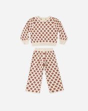 Load image into Gallery viewer, Jacquard Knit Set in Poinsettia, sweater and pants laid flat
