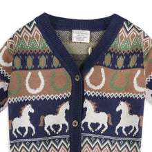 Load image into Gallery viewer, Western Jacquard Knit Baby Cardigan - Navy
