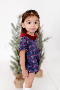 Quinn Collared Bubble in Holiday Plaid | Poplin Cotton