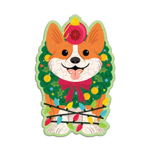 Load image into Gallery viewer, Christmas Corgi 48 Piece Scratch and Sniff Shaped Mini Puzzle
