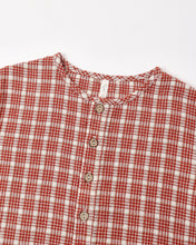 Load image into Gallery viewer, Relaxed Woven Jumpsuit in Vintage Plaid, close-up of the plaid and buttons
