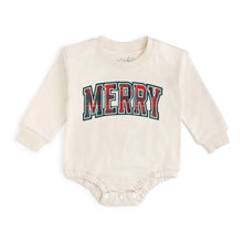 Load image into Gallery viewer, Merry Tartan Patch Christmas Long Sleeve Romper
