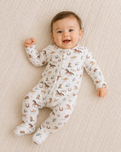 Load image into Gallery viewer, Howdy Horse Baby Footie (Organic Jersey) - Off White
