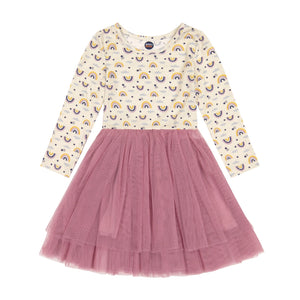 Tulle Tutu Long Sleeved Dress - Rainbow