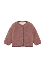 Load image into Gallery viewer, Noppies brown teddy jacket with long sleeves, a round neckline, and matching front buttons.
