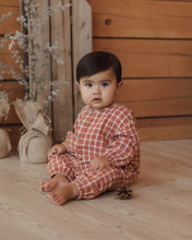 Load image into Gallery viewer, Relaxed Woven Jumpsuit in Vintage Plaid on a seated baby
