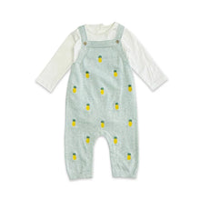 Load image into Gallery viewer, Pineapple Embroidered Baby Overall &amp; Bodysuit Set - Blue Heather

