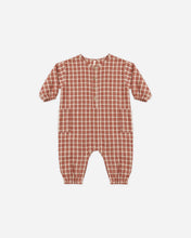 Load image into Gallery viewer, Relaxed Woven Jumpsuit in Vintage Plaid, front view laid flat
