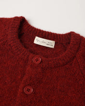 Load image into Gallery viewer, Fuzzy Cardigan in Ruby, close-up of the knit and buttons
