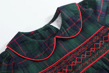 Load image into Gallery viewer, Blue, Green, Red Plaid Smocked Collared Dress
