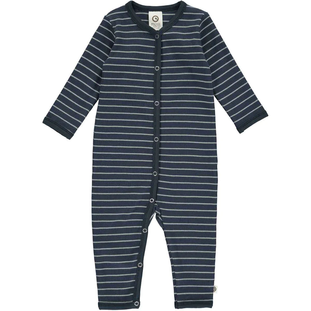 Stripe Rib Bodysuit - Night Blue/Spa Green