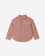 Load image into Gallery viewer, Collared Long Sleeve Shirt in Vintage Plaid, front view laid flat
