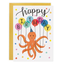 Load image into Gallery viewer, Octopus Balloons Birthday Card
