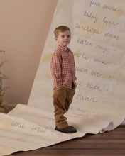 Load image into Gallery viewer, Collared Long Sleeve Shirt in Vintage Plaid on a boy, full length view
