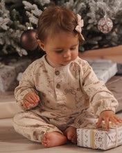 Load image into Gallery viewer, Henley Jumpsuit in Kitties on a seated baby, side view
