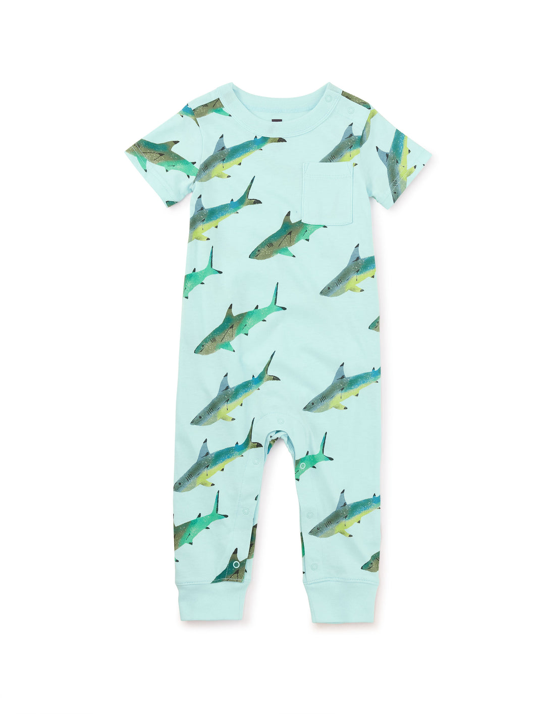Pocket Baby Romper - Coastal Sharks