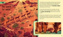 Load image into Gallery viewer, Illustrated book page showing a desert landscape with animals and text.
