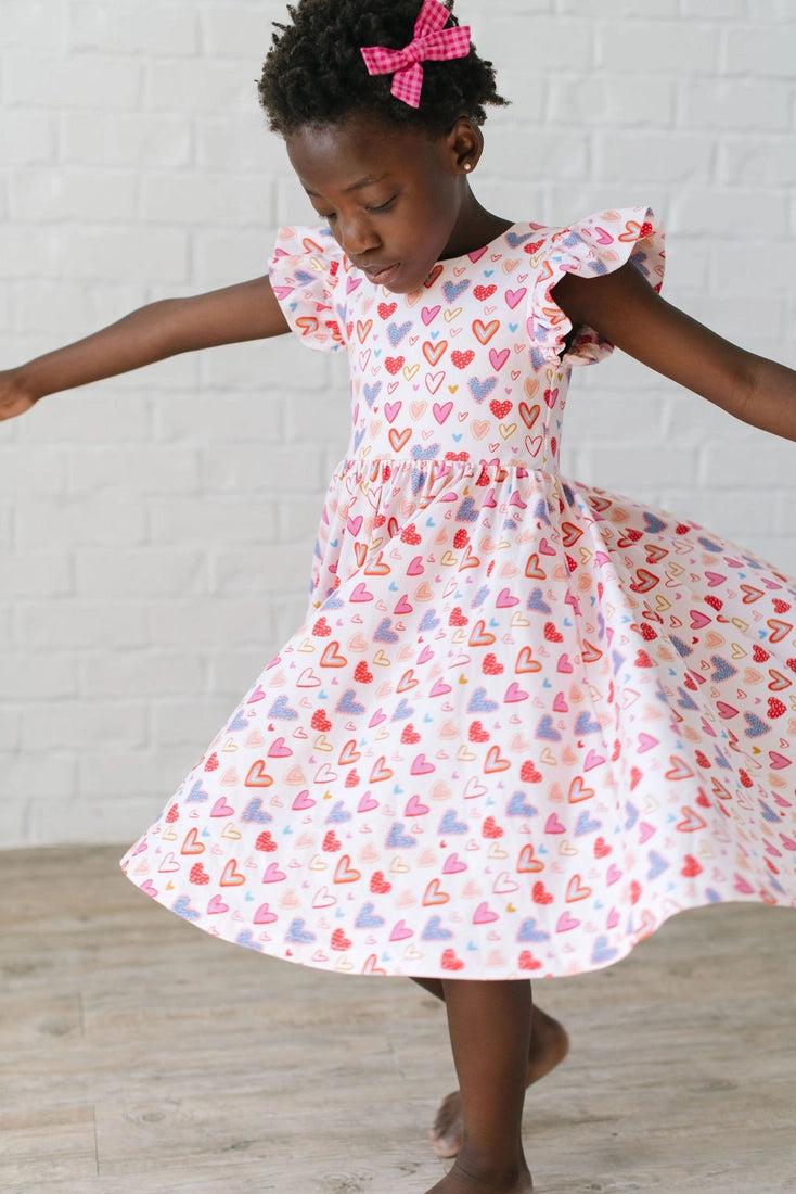 Olivia Dress In Heart Felt - Pocket Twirl Dress