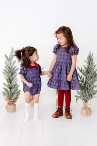 Quinn Collared Bubble in Holiday Plaid | Poplin Cotton