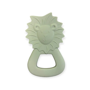 All Silicone Lion Teething Ring - Slate