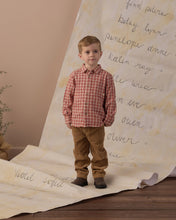 Load image into Gallery viewer, Collared Long Sleeve Shirt in Vintage Plaid on a boy, front view
