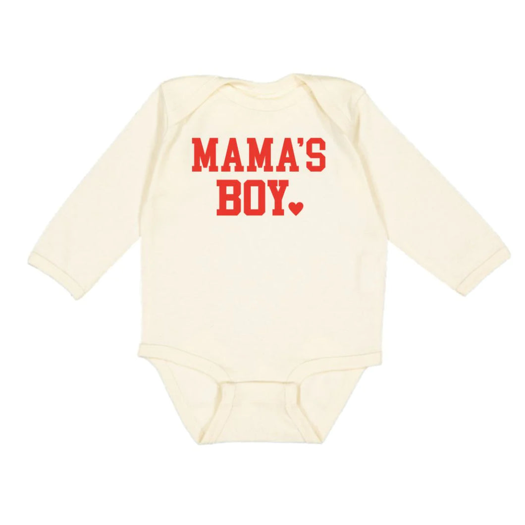 Mama’s Boy Valentine’s Day Long Sleeve Bodysuit - Natural