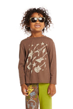 Load image into Gallery viewer, Brown Long Sleeve Tee Shirt With Guitars
