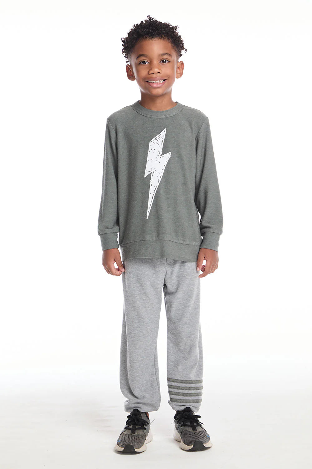 Long Sleeve Sweatshirt With Scribble Bolt - Safari Grey