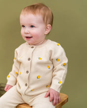 Load image into Gallery viewer, Lemon Embroidered Sweater Knit Kit Baby Cardigan - Sweet Cream
