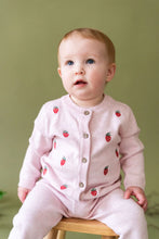 Load image into Gallery viewer, Strawberry Embroidered Knit Baby Cardigan - Pink Heather
