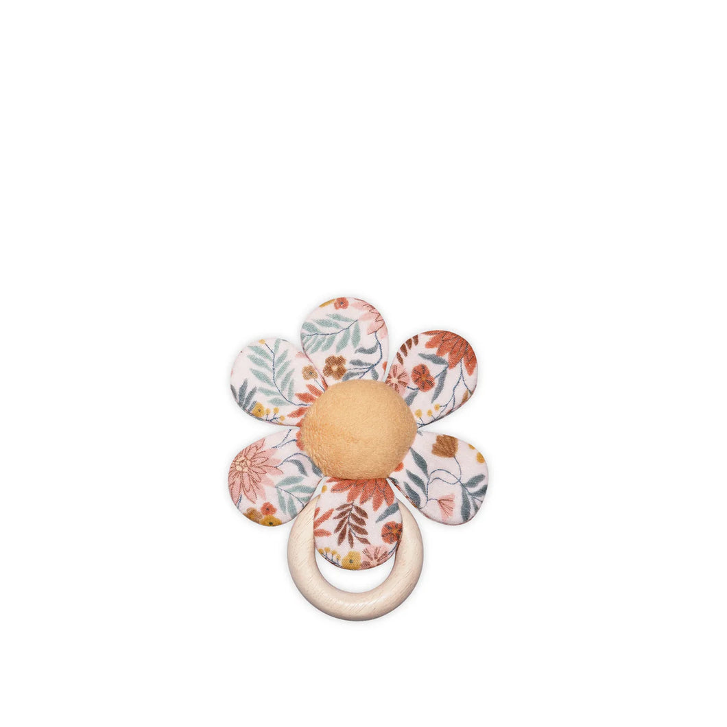 Flower Wood Ring Teething Toy - Zinnia Print