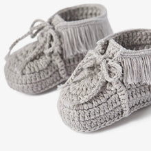 Load image into Gallery viewer, Booties Moccasins Gray 0-12M
