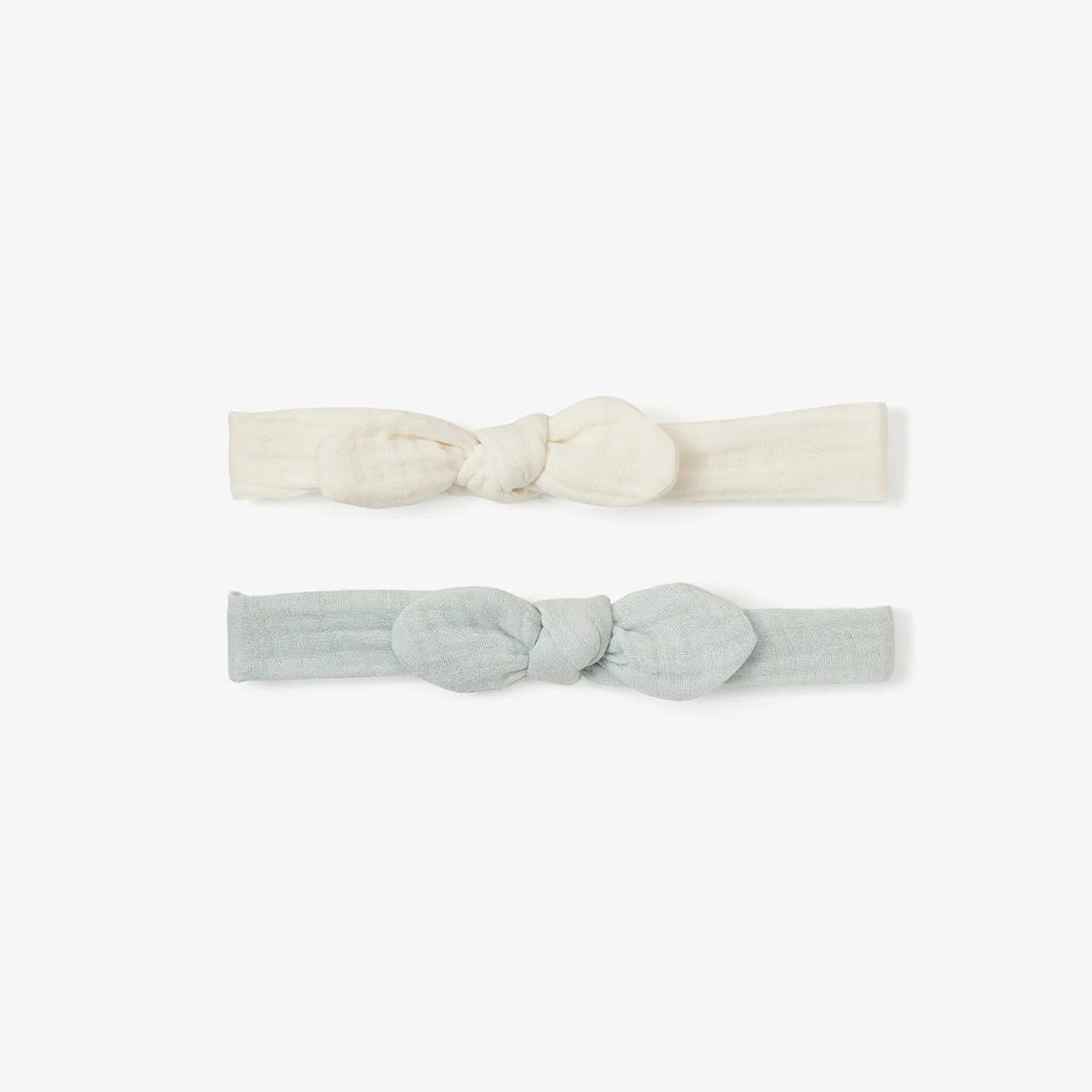 Headband Muslin Bow Blue & White