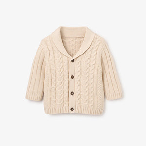 Rainy Day V-Neck Horseshoe Cable Cardigan