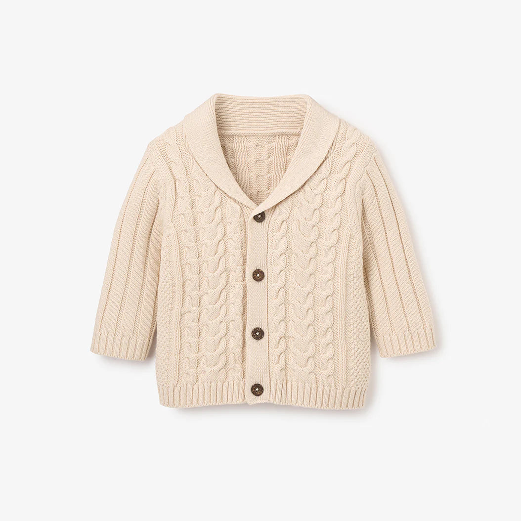 Rainy Day V-Neck Horseshoe Cable Cardigan