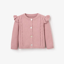 Load image into Gallery viewer, Mauve Flutter Sleeve Cable Cardigan
