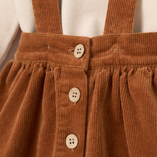 Load image into Gallery viewer, Rust Corduroy Skirt with Straps + Bodysuit
