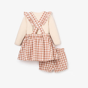 Rust Gingham Pinafore Dress + Bodysuit